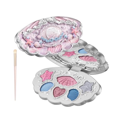 Flower Knows Shell's Jewel 6-Color Makeup Palette & Brush Set,Eyeshadow,Blush,Highlighting