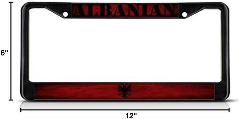 Albanian, Albania with A Flag License Plate Frame Tag Holder Cover