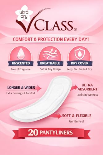 Image of VClass UltraDry Sanitary Panty Liners, White, Unscented, 20 Count
