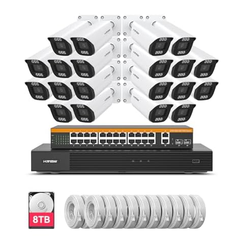 H.VIEW 32CH 4K PoE NVR Security Camera System 8TB, Smart Detection, Smart Human Detection, 20x8MP Outdoor Commercial PoE IP Cameras, AI Detection Trigger Color Night Vision, Surveillance for Business Cover