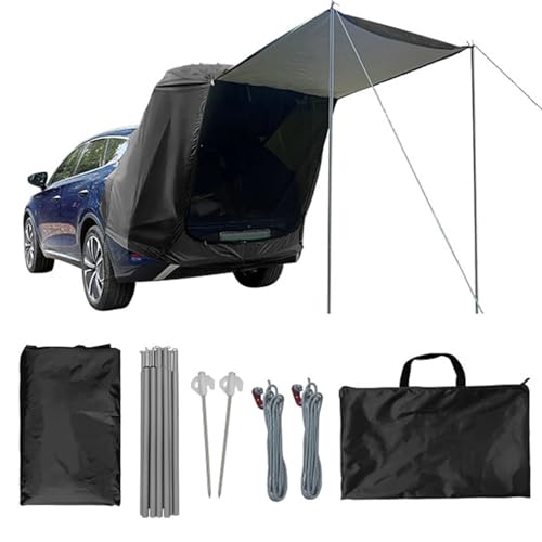 Carpa De Maletero Toldo Trasero Universal,Tienda De Campaña Impermeable Con Barra Soporte,Protección Contra Los Rayos UV,Incluye Piquetas y Cuerdas Ideal Para SUV Acampadas y Actividades Al Aire Libre