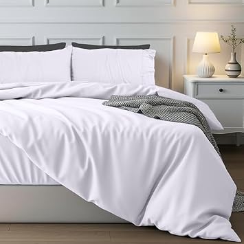 Utopia Bedding Double Duvet Cover Set   Duvet Cover with Ruched Hem Pillow Cases   Soft Microfiber Polyester   Decorative Duvet Set White