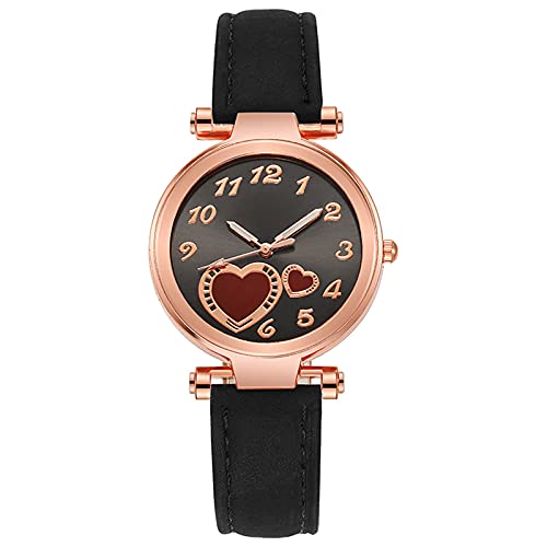 Night Vision Watch Watch Fashion Casual Style Watch for Ladies Heart Diamond Cute Style Quartz Watch Leather Strap Watches Analog Watch for Women 24 Hour Watches