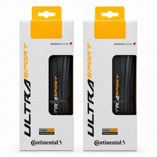 Image of Continental Ultra Sport III - Black /Brown - Road Bike Tire | Versatile Road Tire with Modern Tread Design - E25 Ebike Rated - PureGrip, 2 Pack