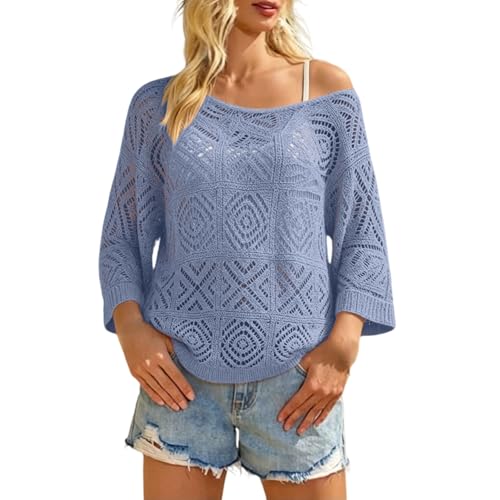 Camiseta de ganchillo mujer para vacaciones de verano y playa