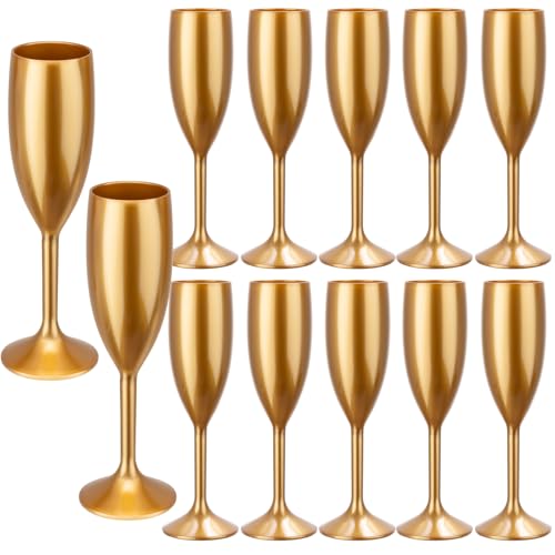 12pcs Amber Champagne Flutes,6OZ Acrylic Champagne Glasses Plastic Goblets Wine Mimosa Glasses...