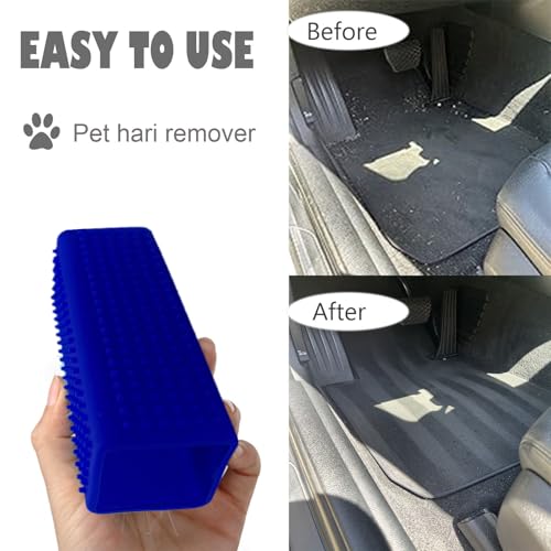 Image of 2 Pieces Pet Dog Cat Hair Remover, Block Roller Cleaner, Hollow Silicone Cleaner Brush for Sofa, Car Interiors, Furnishings, Carpets, Bedding or Any Fabric (Navy Blue, Pink)