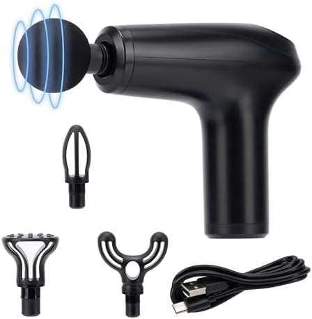 Pistola de Masaje Muscular con 4 Cabezales, Silenciosa y Ergonómi...