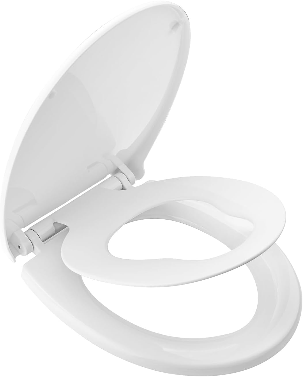 Soft Close Toilet Seat for Oval Toilets, White, Anti-Bacterial Bathroom Bowl Loo Cover Durable Adjustable Hinges Quick Release Soft Close with Fixings (Round Family (45cmx37cm))
