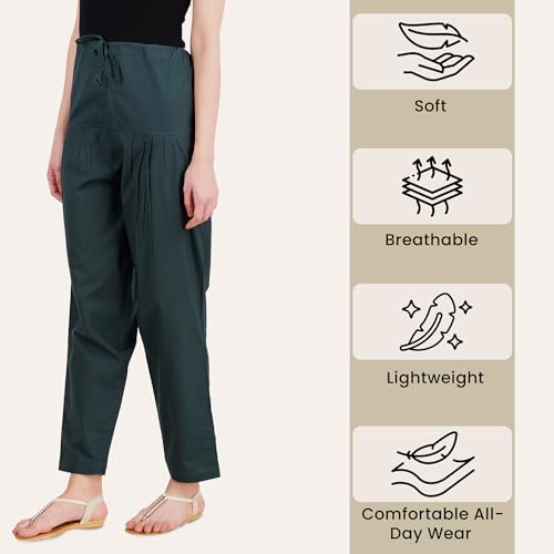 Image of Happy Bunny Salwar Pant for Women, Fine Cotton Ethnic Trousers with Drawstring Waist, Comfortable Daily, Office & Casual Wear Bottoms