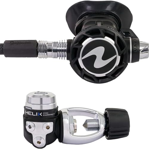 Aqualung Helix Compact Pro Dive Regulator | Lightweight Travel Scuba Diving 1st & 2nd Stage Regulator Set w/Auto Closure Device (ACD), Cold Water Dry Chamber & Comfobite Mouthpiece, w/Yoke Connector