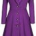 Women's Winter Wool Blend Dress Coats Notch Lapel Single Breasted Trench Coat Fashion Overcoat Jacket Outwear (Purple,Small)