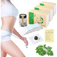 3 Boxes Mugwort Belly Patch,90Pcs Natural Wormwood Essence Pills and 90Pcs Belly Sticker, Moxa Hot Moxibustion Navel Wormwood Sticker 90