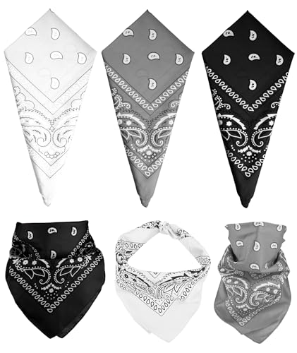 MEEZY 3 Pcs Bandanas for Women Men, Paisley Pattern Bandana Head Scarf Handkerchiefs Outdoor Multi-Purpose Cowboy Face Mask Square Scarf Headwear for Boy Girls 100% Polyester