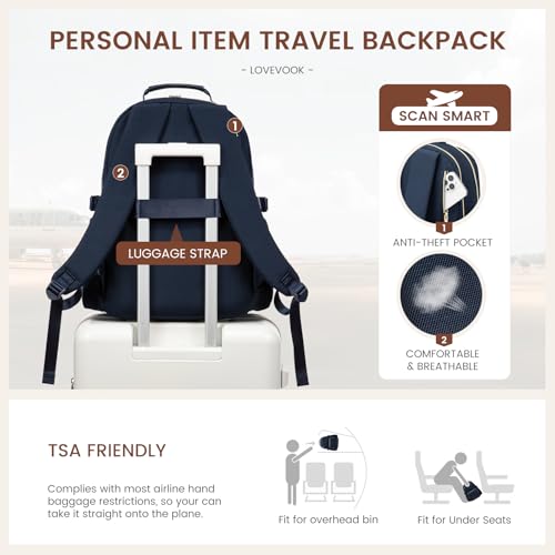 Image of LOVEVOOK Laptop Backpack for Women with Pouch Pocket for Large Capacity Cup,17 Inch Laptop Computer Bag Travel Backpack Purse,Waterproof Work Business Backpack College Teacher Bags,Dark Blue