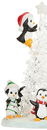 Precious Moments Tree-Mendous Fun Girl With Penguins Led Lighted Resin/Acrylic Tabletop Christmas Tree Figurine 171413 #TOP1