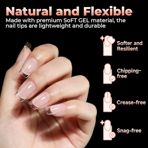 Image of UNA GELLA Short Square Nail Tips, 312pcs Nail Tips Square Fake Nails