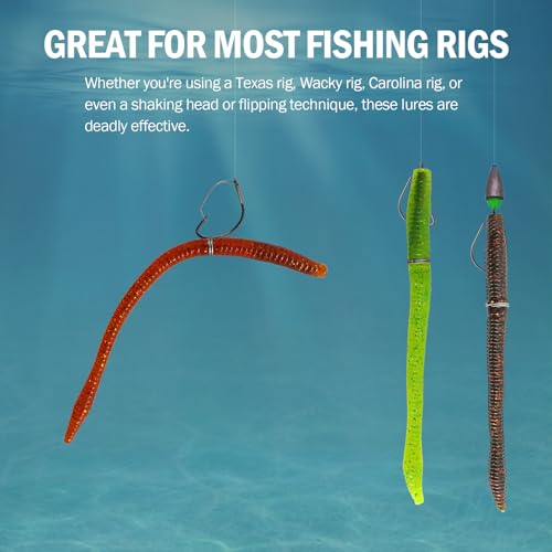 Eupheng Isca de pesca de minhoca maluca ponderada de 15 cm, isca de peixe Hellgrammite Ned Rig de 12