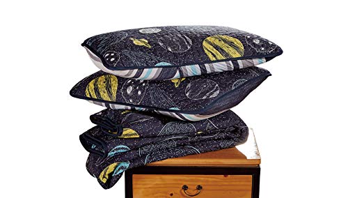 Home Collection Quilted Bedspread Universe Galaxy Solar System Navy Blue Yellow Blue For Boys/Teen New # Little Galaxy (Twin) #TOP2