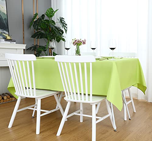 Image of FOLINS&HOME Apple Green Rectangle Waterproof Tablecloth, 60 x 120 Inch | Wrinkle Free Polyester Table Cloths, Spillproof Heavy Duty and Washable Table Cover for Party, Banquet - Rectangular /Oblong