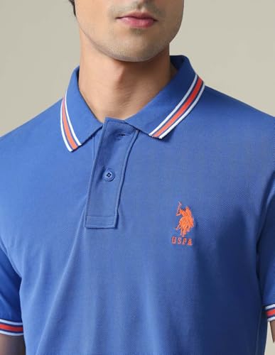 Image of U.S. Polo ASSN. Solid Slim Fit Polo T Shirts for Men - 100% Cotton, Half Sleeves Mens Tshirt