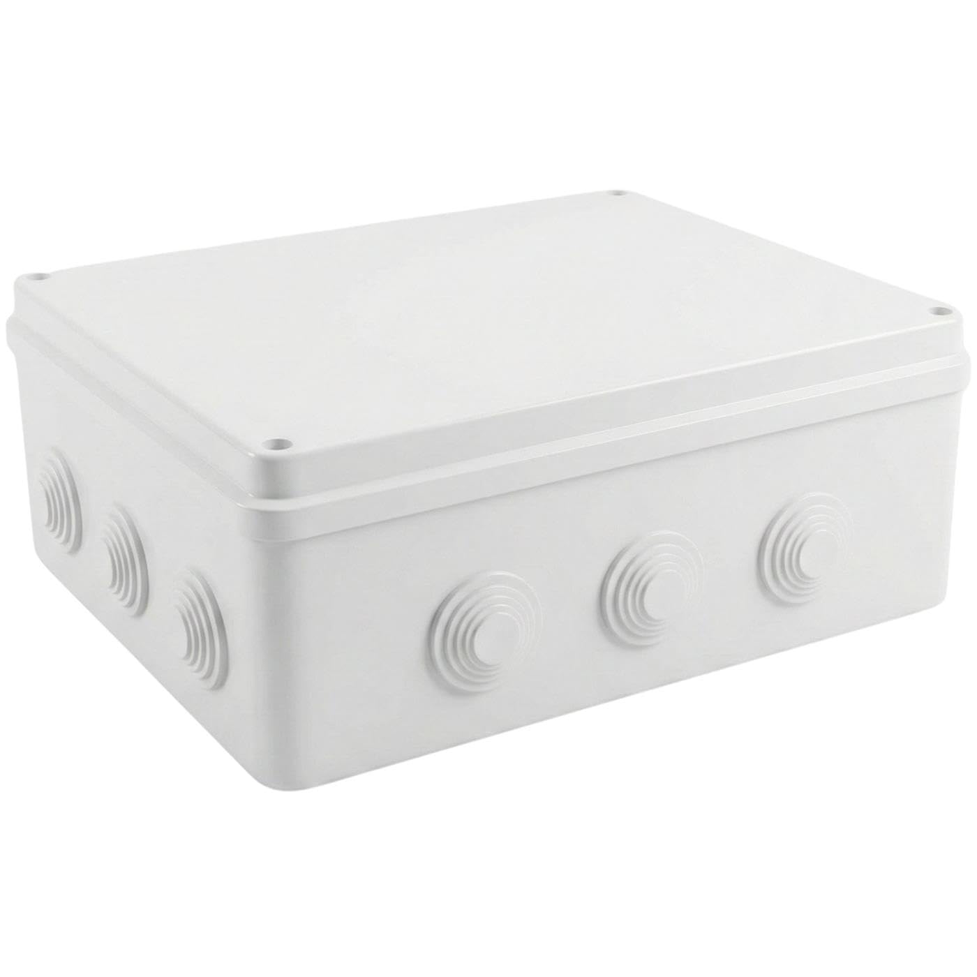 Lumonic Boîte de distribution en saillie IP65 Blanc | extra large, 300x250x120mm, 12 entrées de câble | Couvercle vissé | PVC de haute qualité | Grand espace intérieur pour les profilés chapeau, les b