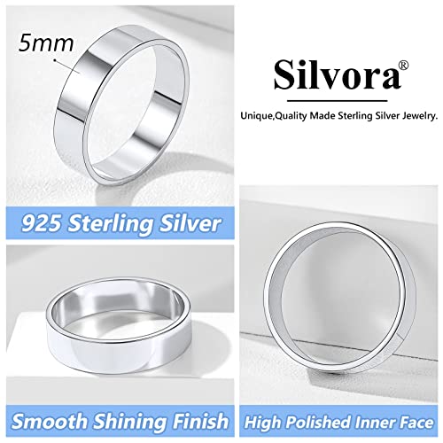 Silvora Sterling Silver Polished Band Rings, 2mm/3mm/5mm Rose Gold Eternity Wedding Engagement Bands for Women Men Size 4-124