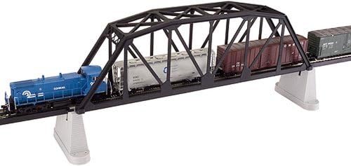 Atlas HO Scale Kit Code 83 Track 18" Through Truss Model Train Bridge, Black