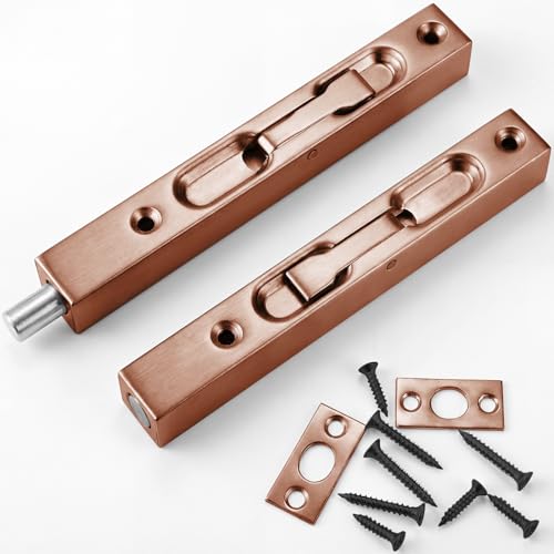 Prmape Lot de 2 verrous de porte 304 en acier inoxydable 304-15 cm - Cachés - Sécurité de porte cachée - Verrou pour portes françaises, portes composites et portes en bois
