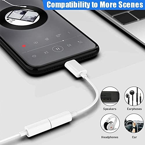 Image of (Apple Lightnin.g to 3.5 mm) Audio to 3.5mm Female Headphone Jack Adapter for Phone Aux Adapter Converter Dongle Compatible with iOS 14 13 12 11 X XS 8 7 6S 6 - White