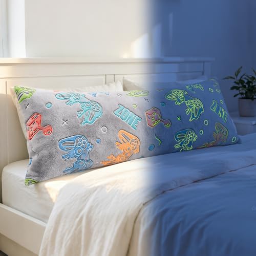 Image of Cloele Body Pillow Cover,Grey Game Controller,Glow in the Dark,21x54 in | Full Length Pillow Case,Long Pillow Cases,Ultra Soft, For Kids Boys, Decorative, Body Pillow Pillowcases