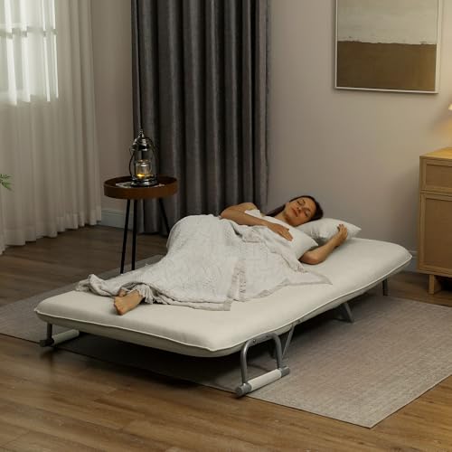 Canapé-lit 2 places beige dossier 5 positions HOMCOM