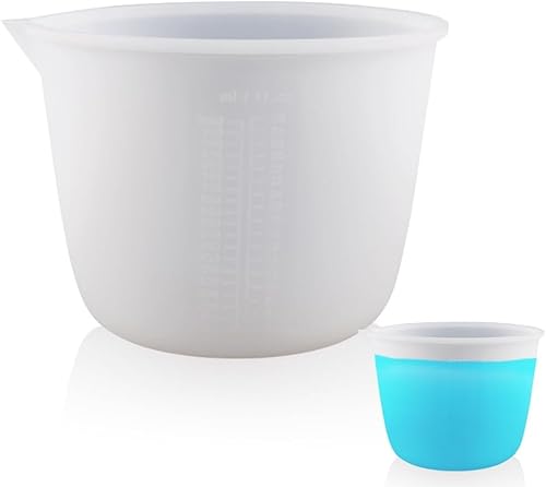 Tutamaz Vaso medidor de silicona de 1 litro, vaso medidor de silicona grande, 1000 ml, vaso medidor de silicona flexible, resina epoxi, vaso medidor de silicona, 1 l, para moldes de fundición, hecho a