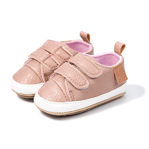 Hsdsbebe Baby Boys Girls Casual Sneakers Toddler Pu Leather Rubber Hard Sole Outdoor Slippers Crib First Walkers Shoes(M1537 Pink,2) #TOP4