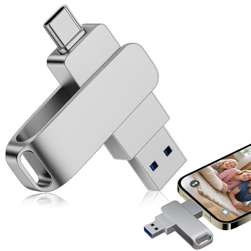 Clé USB 128 Go, Réversible USB C & USB A, Protecteur de Mémoire, Clé USB Téléphone Portable Transfert Rapide 200MB/s, Corps en Alliage d'Aluminium, Compatible avec iPhone et Smartphone, Plug & Play