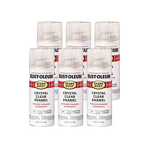 Image of Rust-Oleum Stops Rust Spray Paint, Gloss Crystal Clear | Rust Resistant, Indoor and Outdoor, Beautiful Finish on Metal, Wood and More, Sprays from Any Angle, 12 oz, 6 Pack