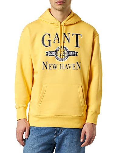 GANT Herren Crest Hoodie Retro Logo Kapuzenpullover, WARM Yellow, L