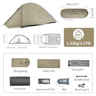 Naturehike Cloud up 2 Person Silicone Waterproof Tent Lightweight Ultralight Backpacking Tents with Footprint for Camping Hiking Backpacking