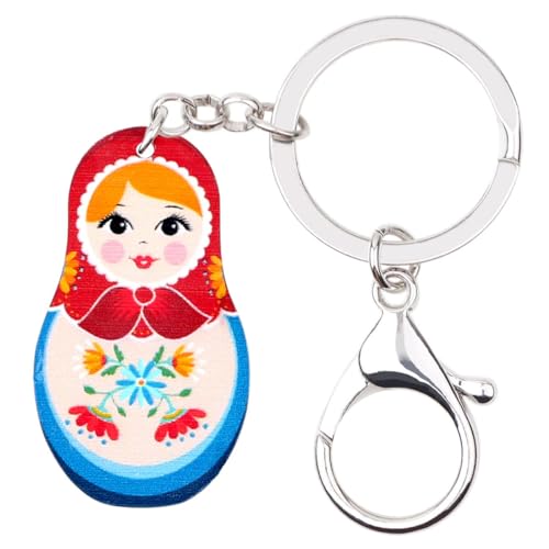 WEVENI Acrylic Cute Matryoshka Doll Keychains for Women Girls Russian Jewelry Gifts Accessories Backpack Wallet Charms (Russian Matryoshka Doll A)