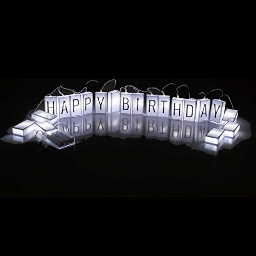 ootb Letras LED de 20 luces LED blanco y negro, de plástico, con 20 luces LED, en caja de regalo