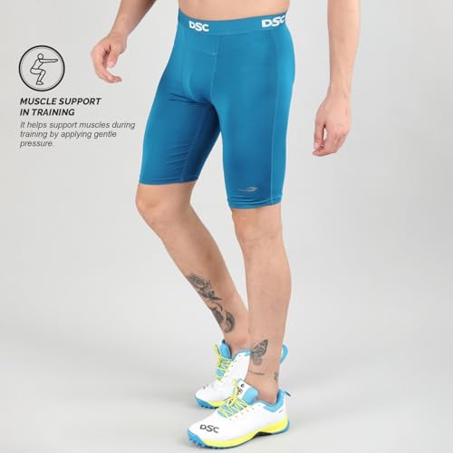 Image of DSC Men's Compression Shorts, Half Tight Athletic Underlayer for Workout, Gym, Sports & Cycling - Breathable Muscle Support