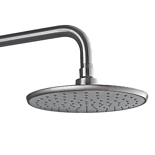 Purelux Rain Shower Head Brushed Nickel Finish, Modern Style 8 Inches Shower Heads with Brass Swivel Ball Connector & Flow Restrictor