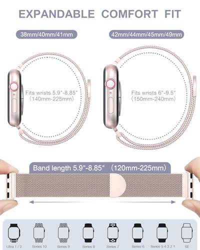 Image of Original Stainless Steel Milanese Loop Compatible with Apple Watch Band 38mm 40mm 41mm 42mm 44mm 45mm 46mm 49mm, Magnetic Clasp Band for iWatch Series 11 10 9 8 7 6 5 4, SE 3 2 1 Ultra3 2, Women & Men