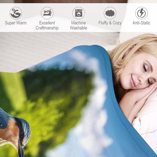 Couverture motif oiseau impression 3D douceur polaire flannel lit - 4