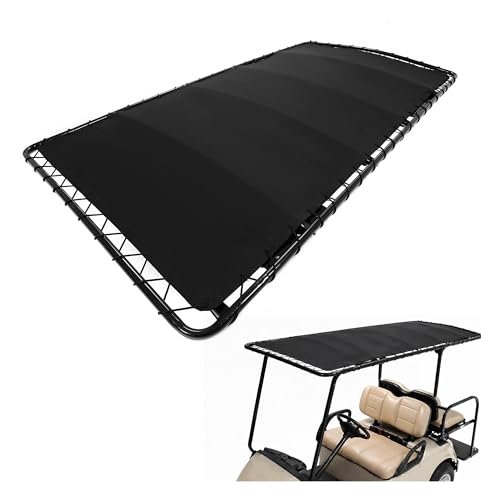 KUAFU Universal Top Roof Compatible with EZGO Club Car Yamaha Golf Cart Sun Top Canopy Extended Top Sail Canvas w/Steel Frame Black
