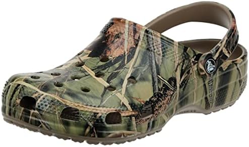 Crocs Men's and Women's Classic Realtree Clog | Camo Shoes, Khaki, 14 Women/12 Men