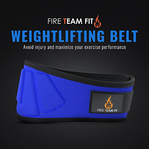 Fire Team Fit Weightlifting Belt, Weight Belt, Weight Lifting Belt For Men And Women, 6 Inch, Back Support For Lifting, Squat And Deadlifting Belt (Blue, 32" - 38" Around Navel, Medium) #TOP1