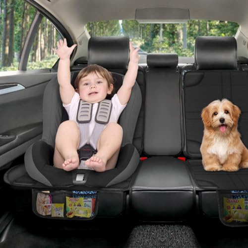 Miniatura 4 de Hotut Protector Asiento Coche, Universal Funda Coche Asiento, Antideslizante Impermeable Protector Seguro Para Asiento Infantil, Compatible Isofix, Con 2 Bolsillos De Almacenaje, Para Suv, Sedán