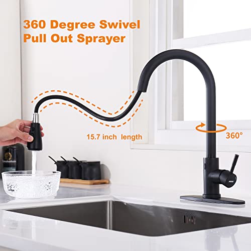 Touchless Kitchen Faucet With Pull Down Sprayer, Motion Sensor Kitchen Faucet With Kitchen Soap Dispenser, Single Kitchen Faucet Hig Arc Pull Out Faucet For Kitchen Sink Rv Kitchen,Matte Black #TOP4