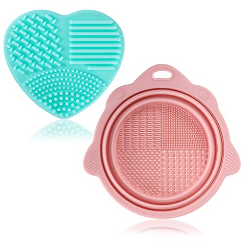 2pcs Makeup Brush Cleanser Mat, Silicone Makeup Brush Cleaner Pad ...